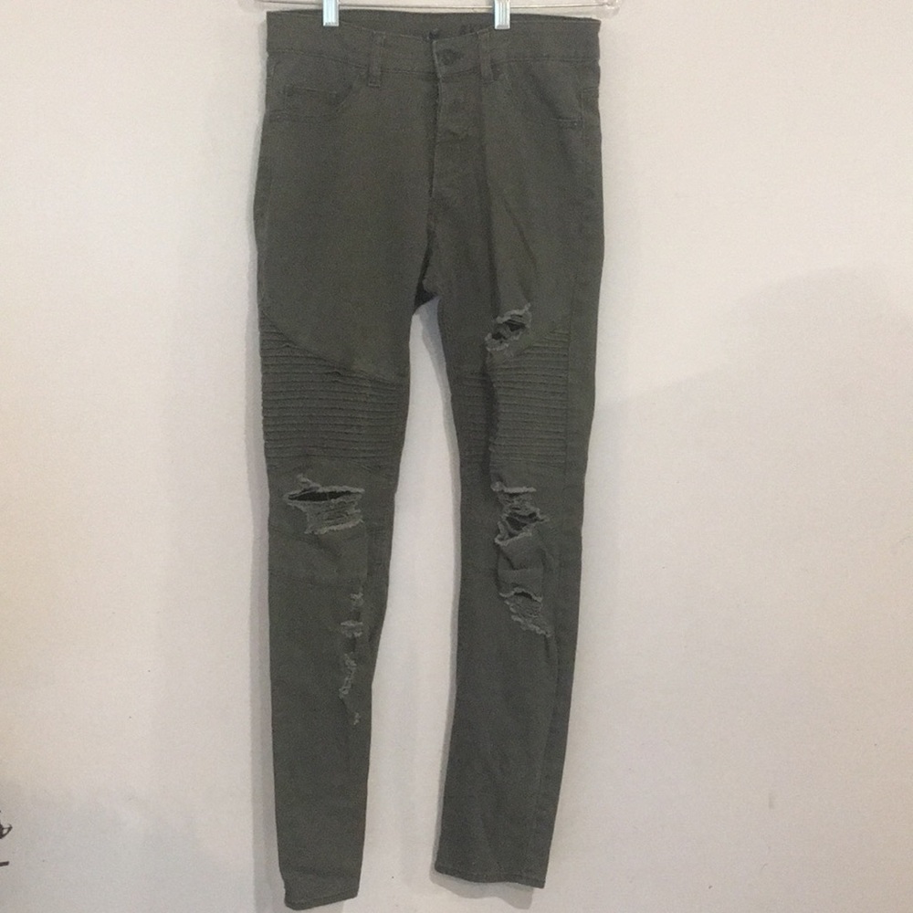 Divided H&M olive Green Skinny Jeans size 30 Excellent Distressed Condition